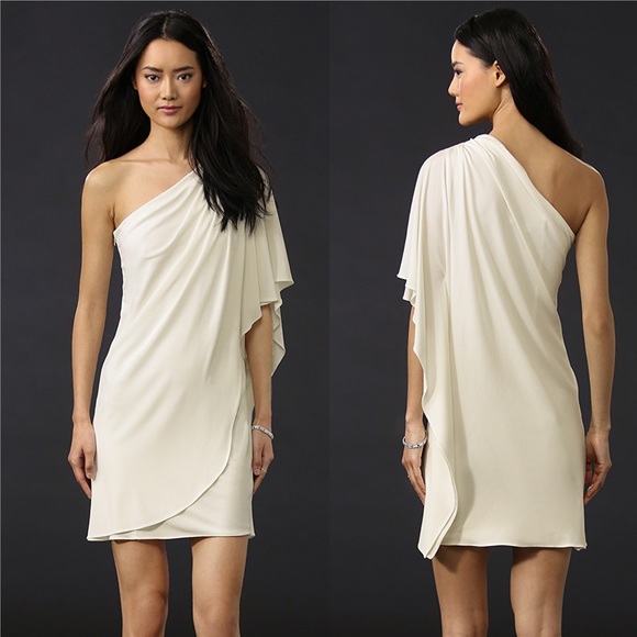 Badgley Mischka Dresses & Skirts - Badgley Mischka One shoulder White Mini Dress Badgley Mischka Dresses & Skirts - Badgley Mischka One shoulder White Mini Dress